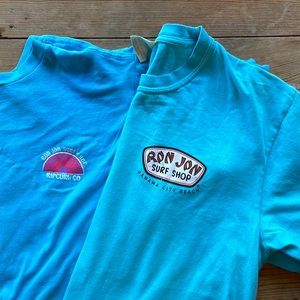 TWO Ron Jon Short Sleeve T’s.  Men’s M. Bright Blues!